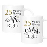 25 Year Anniversary Coffee Mugs Set of 2, 25th Anniversary Wedding Gifts for Wife Husband Parents Couple Grandparents, 25 Year Anniversary Engagement Gifts Cups, 11oz