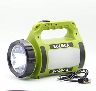 EULOCA Linterna LED CREE recargable, linterna de camping multifuncional , foco LED impermeable para exteriores, luz de búsqueda de alta potencia