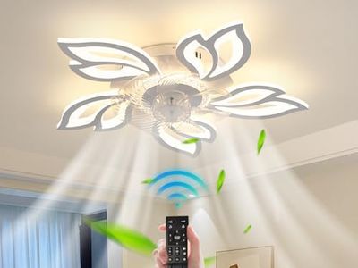 Jaycomey Ceiling Fans with Lights and Remote, Modern White LED Acrylic Ceiling Fan Light, Silent Dimmable Adjustable Wind Speed Reversible Motor, Ceiling Fan for Living Room, Bedroom, Kitchen