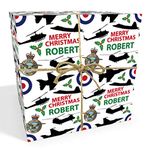 RAF Themed Military Personalised Christmas Wrapping Paper with 2 Coloured Tags - Recyclable