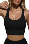 iGENJUN Women's Sports Bras for Women with Removable Pads Workout Bra Racerback Scoop Neck Padded Low Impact Yoga Bra,M,Black