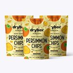 Drybox Dried Persimmons, Persimmon Chips Sliced No Sugar Added Fruit Snacks, Exotic Fruit Non-GMO | Unpeeled, with the Rind | Keto and Paleo Snack Naturally Sweet 1.2 oz per pack, 3 Pack