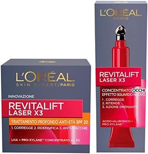 L'Oréal Paris Revitalift Laser X3 Trattamento Profondo Anti-Età SPF20 con Acido Ialuronico e Pro-Xylane + Revitalift Laser X3 Crema Contorno Occhi Concentrata Anti-Rughe con Pro-Xylane