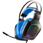 Nitho Titan PRO 7.1 Surround Gaming Headset with Cardioid Microphone for PS5, PS4, PC, Laptop, Over-Ear Stereo Wired Gaming Headphones with RGB LED Light, 3.5 mm Audio Jack, 50 mm Drivers - Blue