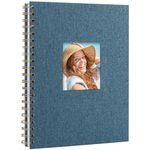 Scrapbook Linen Photo Album Memory Book 28.5 x 20.5 cm with Hard Cover White Pages Guest Baby Book for Wedding Travel Christmas (20 Sheets / 40 Pages, Navy Blue)