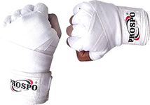 Prospo Mexican Boxing Hand Wraps, Stretch wrap, Hand Wraps, Spandex Bands, Hand Bandage, Protectors - 180 inch Stretch (4.5 Meter, White) Pair