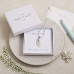 ANGEL & DOVE Pewter Wing & Heart Memorial Necklace - A Thoughtful Sympathy Gift with Luxury Gift Bag & Card