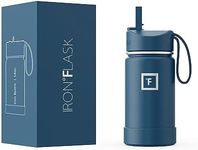 IRON °FLASK Kids Water Bottle - Straw Lid, 20 Name Stickers, Vacuum Insulated Stainless Steel, Double Walled Tumbler Travel Cup, Thermos Mug - Twilight Blue, 14 Oz