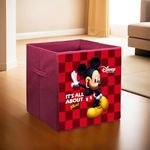 Kuber Industries Collapsible Storage Box | Kids Toys Storage Organizer | Wardrobe Baskets for Clothes | Disney Mickey Mouse Print Foldable Box | Red