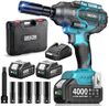 Seesii 1000N.m (738ft-lbs) Cordless Impact Wrench High Torque,1/2" Brushless Impact Gun w/Two 4.0Ah Battery,Fast Charger, 5 Sockets & Storage Case, Electric Impact Wrench for Car Truck,WH760