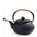 Webao Cast Iron Tea Kettle Stove Top Teapot Japanese Tetsubin with Stainless Steel Infuser for Black Green Tea, Black 600ml