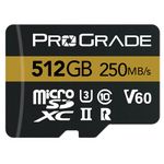 ProGrade Digital Microsd Card V60 (512GB) -Tested Like A Full-Size Sd Card for Use in Dslrs,Mirrorless and Aerial Or Action Cameras|Up to 250Mb/Read Speed and 130Mb/S Write Speed,Gold