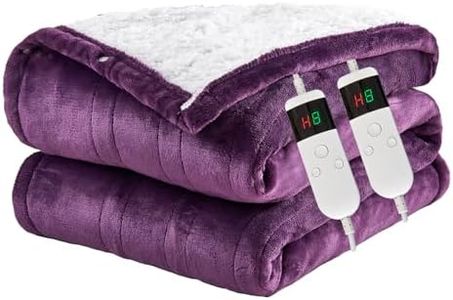 Heated Blanket Electric King, 100"x90" Soft Flannel Heating Blanket with 8 Hours Auto Off 10 Fast Heating Levels Machine Washable Sherpa Heated Throw Blanket with Overheating Protection