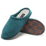 Women's Boiled Wool House Slippers Breathable Sweat Free Clog Slip on Mule Indoor/Outdoor Slipper Peacock Felt Sole 40