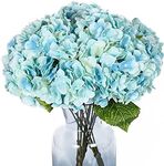 Kimura's Cabin 2Bouquets Fake Flowers Vintage Artificial Silk Hydrangea Flowers Bouquets 10Heads for Home Table Centerpieces Wedding Party Decoration (Light Blue, Pack of 2)