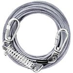 Dog Tie Out Cable 50ft, Heavy Duty Long Dog Leash Chew Proof, Reflective Dog Runner Cable for Large Dogs, Dog Chains for Outside with Shock Spring and Swivel Hooks, Dog Leads for Yard Camping