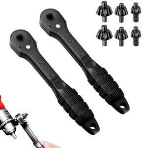 3 In 1 Drill Chuck Ratchet Wrench, Universal Chuck Key Replacement Tool ,Non-slip Handle Multifunctional Interchangeable Fastening Clamping, Compatible with Most Electric Drills and Power Tools (2)