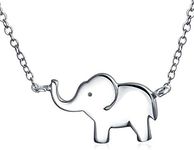 Bling Jewelry Personalize Simple Lucky Zoo Animal Good Luck Elephant Pendant Station Necklace for Women Teen .925 Sterling Silver Customizable