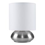 MiniSun Chrome Touch Table Lamp with White Shade