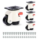 WBD WEIBIDA Leveling Casters Set of 4 Heavy Duty, Upgraded Handle Design Retractable Self Leveling Casters, 360 Degree Adjustable Casters for Workbench, Machine, Equipment, Total Capacity 2200lbs