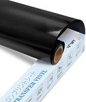 YRYM HT Heat Transfer Vinyl - 12" x 5ft Black Premium HTV Vinyl Roll for T-Shirts,Black Iron on Vinyl for DIY Heat Vinyl Design - Easy to Cut & Weed (Black)