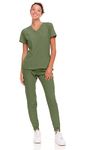 Natural Uniforms Womens Cool Stretch Jogger Scrub Set (Olive, XX-Large)