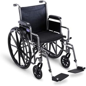 Invacare Essentials EX1 Manual Wheelchair, Folding Wheelchair w/Swing Away Footrest, L-Shaped Desk Length Arm, & Wheel Lock, 16” Width, 265 lb Weight Capacity, Fully Assembled