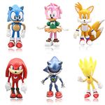 MEMOVAN Sonic the Hedgehog Cake Toppers- 6pcs Sonic Birthday Cake Topper Cupcake Topper, Children Cartoon Characters Figures Toy, Sonic Cake Decoration for Kids Birthday Baby Shower Sonic Theme Party