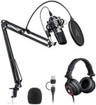 MAONO Microphone with Studio Headphone Set 192kHz/24bit Vocal Condenser Cardioid Podcast Mic Compatible with Mac and Windows, YouTube, Gaming, Live Streaming, Voice-Over (AU-A04H)
