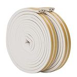 Doors Windows Weather Stripping Seal Strip, D Type 10 m Rubber Seal Weather Strip Foam Tape, Anti-Collision Self-Adhesive Doors Windows Water-proofing Sound-proofing - 2 Roll/Total 10m (White)