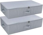 iwill CREATE PRO Pack of 2, Folding Zip Lidded Under Bed Storage Bins, Good for Shoes, Duvets, Clothes Organiser, Light Gray