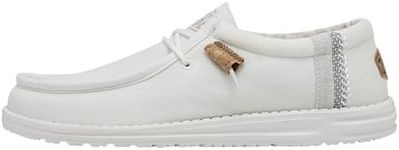 HEYDUDE Men's Wally Break Stitch Slip-On Shoes - Moccasin Style, White, 10 UK