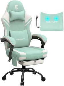 Gaming Chair, Tech Fabric Computer Chair with Massage, Office Chair with Pocket Spring Widened Cushion, High Back Ergonomic Chair with Footrest Lumbar Support Upgraded Metal Legs 350LBS (Green)