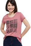 Max Women Printed Round Neck Regular Fit T-Shirt (Aw22Ccpep04Blush)_XXL