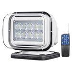 Remote Control LED Search Light, 50W 5000lm Spotlight for Truck Boat Hunting Marine Searching - 360° Rotating, Auxiliary Searchlight - 12V/24V, 6 Powerful Magnets Built-in