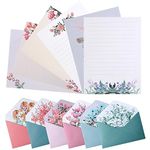 36Pcs Stationery Paper and Envelopes Set Lined Letter Paper 24 Flower Writing Paper with 12 Envelopes Writing Stationery Paper lined Floral Stationery Paper Cute Stationery Set for Invitation Gift Kid