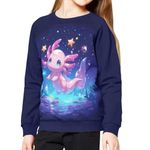 ZPINXIGN Girls Boys Sweatshirt Fall Outfit Kids Comfy Sweaters Pullover Tops 6-14 Years Old, 1 Axolotl Galaxy, 8-10 Years