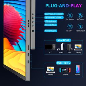 18.5" Portable Monitor – 120Hz FHD IPS, USB-C/HDMI, 100% sRGB, VESA, Smart Cover