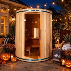 4 Person Outdoor Vertical Barrel Sauna, Cedar Wood Traditional Sauna