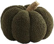 Mud Pie, Green, Shearling Fablic Pumpkin Décor, Large, 8" x 9" Dia