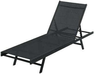 Gardeon Sun Lounge, Folding Camping Chair Lounger Day Bed Chaise Beach Chairs Outdoor Furniture Garden Patio Setting Pool Backyard, with Fabric Padded Seat Backrest Black