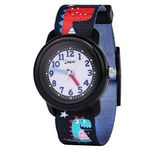 Vicloon Kids Watch，Analogue Quartz Watch Cute Dinosaur Watch Wrist Watches Waterproof with Textile Strap Watches for Boys Grils Black