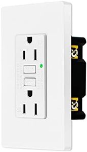 NineLeaf 15amp GFCI Outlets, Non-Tamper-Resistant GFI Duplex Receptacles with LED Indicator, Ground Fault Circuit Interrupter with Wall Plate, ETL Listed, White, 100 Pack