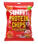 SINFIT Nutrition SinFit Protein Chips, 20g Protein/Bag, 50g-Bag, High Fiber, Low Carb, Gluten Free, Ketchup 7/box