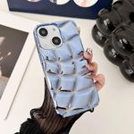 LuxuryKase LK142 Electroplated curved plaid Protective case for iPhone 15 Plus (TPU | Sierra Blue)