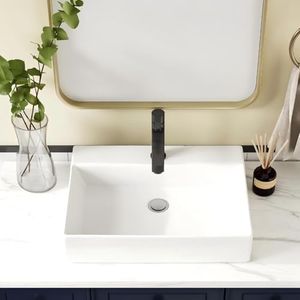 Bathroom Countertop Sink, Rectangle Bathroom Vessel Sinks, Modern White 24 * 17.7 * 5.1 Inch