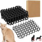 12pcs Cat Deterrents for Gardens Uk Anti Cat Spikes Plastic Scat Mat with Repellent Mats Prickle Stirp Pet Deterrent15.5 * 20cm Net 4 U-shaped Pegs for Garden、Fence、Lawns