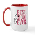 CafePress Snoopy Best Mom Ever Large Mug 15 oz (444 ml) Ceramic Coffee Mug