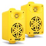 Indoor Outdoor Speakers Pair - 200 Watt Dual Waterproof 3.5” 2-Way Full Range Speaker System w/ 1/2” High Compliance Polymer Tweeter - in-Home, Boat, Marine, Deck, Patio, Poolside (Yellow) - PDWR35YL