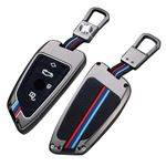 HooRLZ Fluorescent Zinc Alloy B-MW Key Fob Cover with Keychain for B-MW X1 X2 X3 X4 X5 F11 F30 F32 G20 G60, 1er 2er 3er 4er 5er 6er 7er Car Key Cover, BMW X1 Key Cover, BMW 1er Key Cover with Silicone